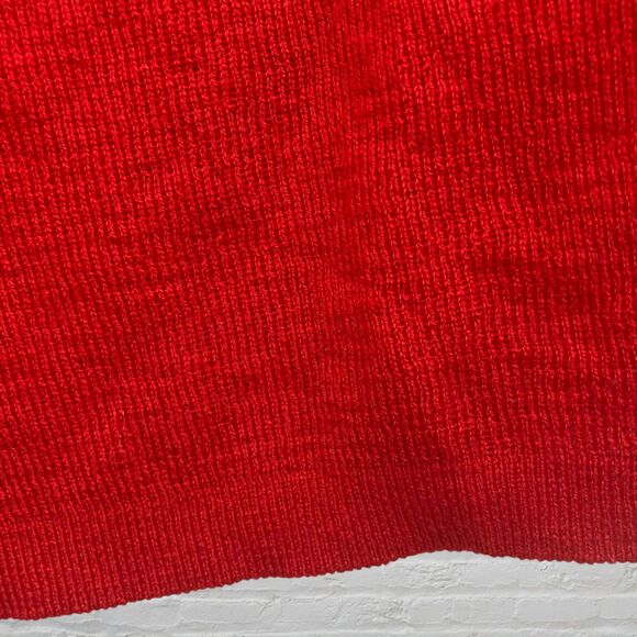 Red Merino Wool Henley Sweater M – Soft Rib Knit Button Front Winter Classic - Picture 13 of 16
